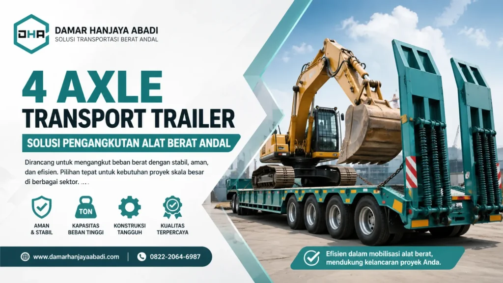 Ilustrasi 4 Axle Transport Trailer untuk pengangkutan alat berat oleh Damar Hanjaya Abadi