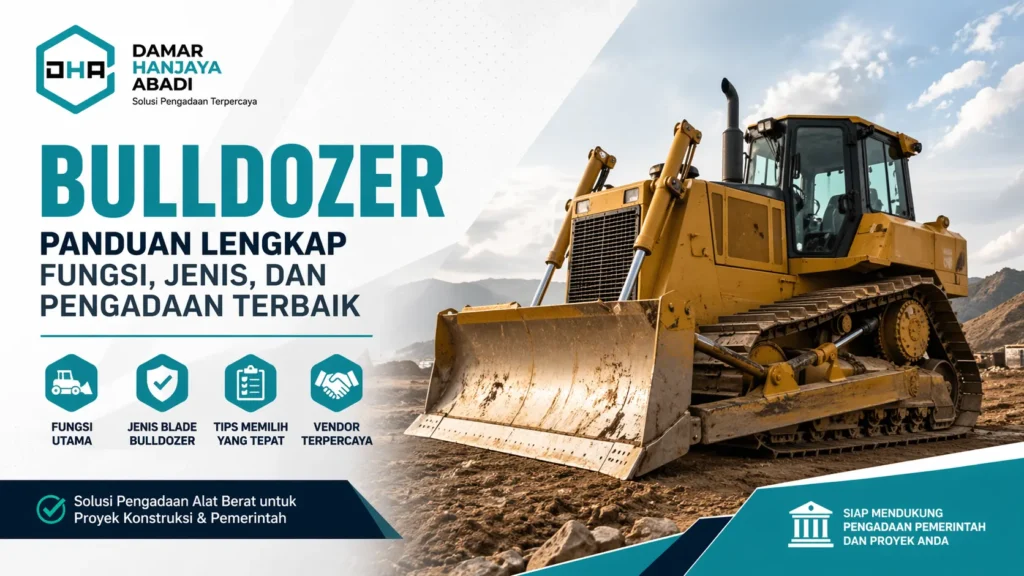 Ilustrasi bulldozer untuk pekerjaan land clearing dan konstruksi