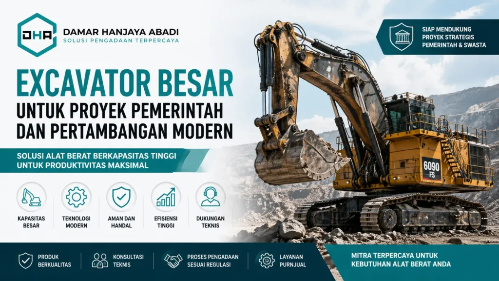 Ilustrasi excavator besar untuk proyek pemerintah dan pertambangan modern