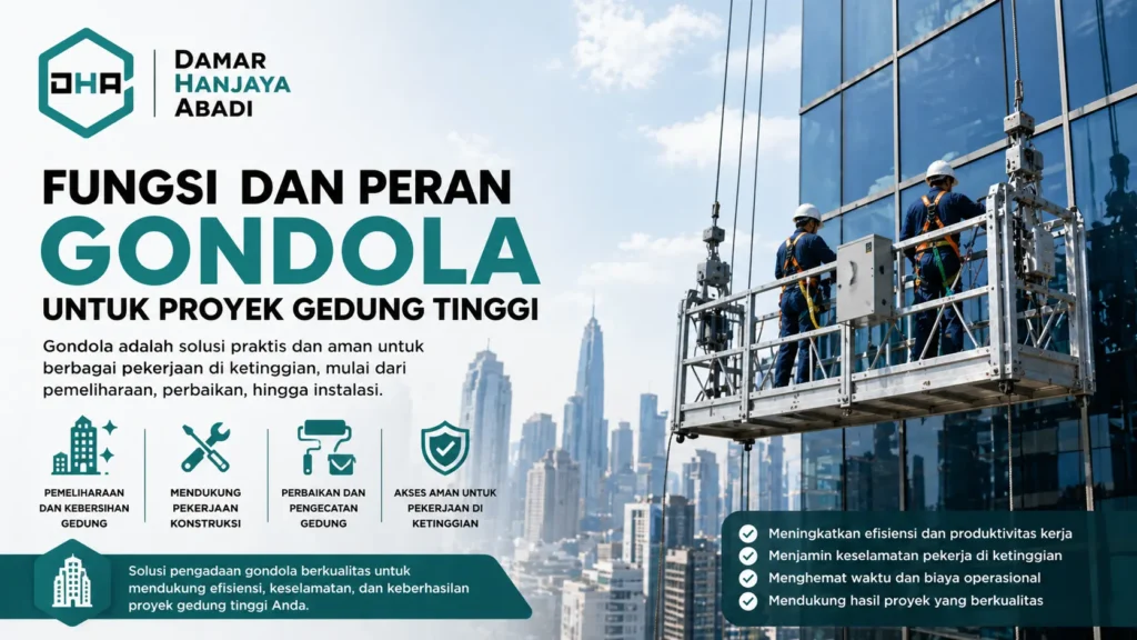 Ilustrasi gondola untuk proyek gedung tinggi pada bangunan bertingkat