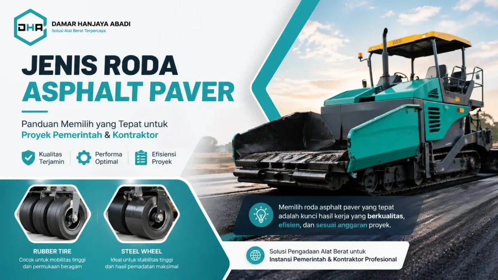 Ilustrasi jenis roda asphalt paver untuk proyek pemerintah dan kontraktor