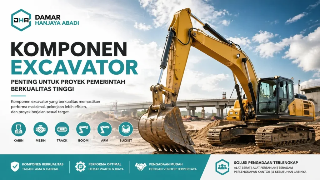 Ilustrasi komponen excavator penting untuk proyek pemerintah berkualitas tinggi