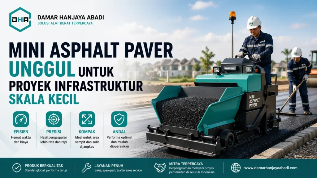ilustrasi mini asphalt paver untuk proyek jalan skala kecil