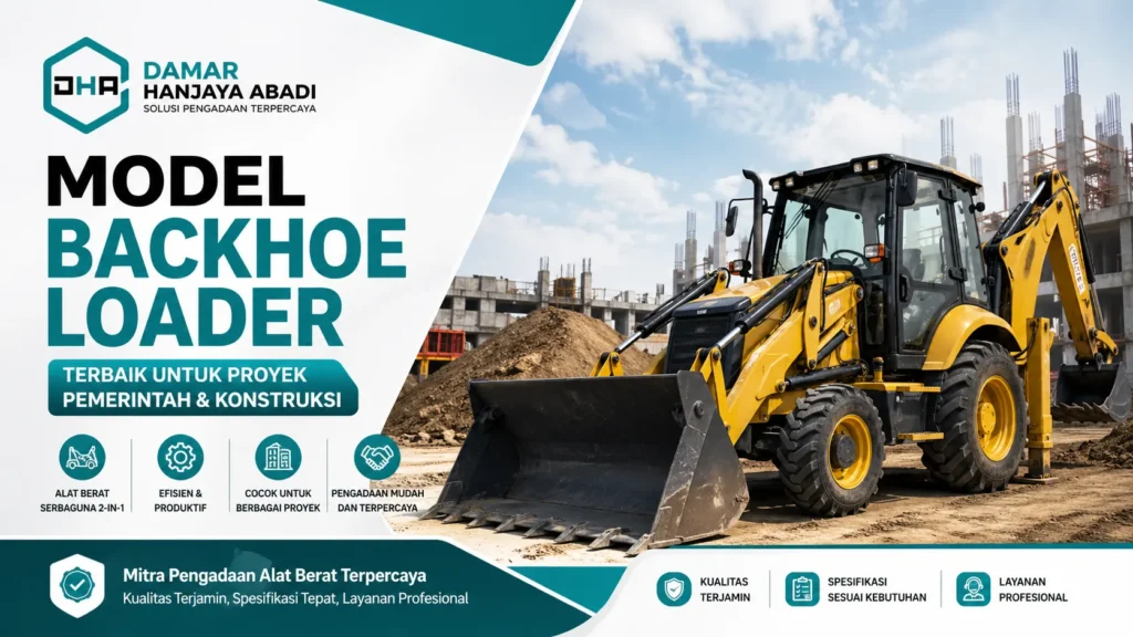 Ilustrasi model backhoe loader untuk proyek pemerintah dan konstruksi modern