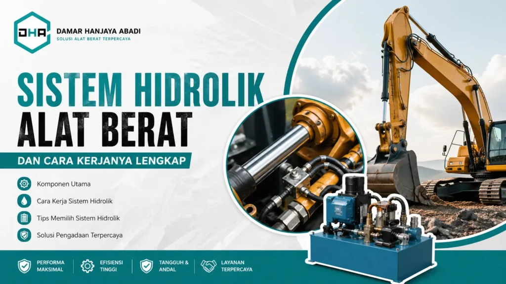 ilustrasi sistem hidrolik alat berat dan cara kerjanya pada excavator proyek konstruksi