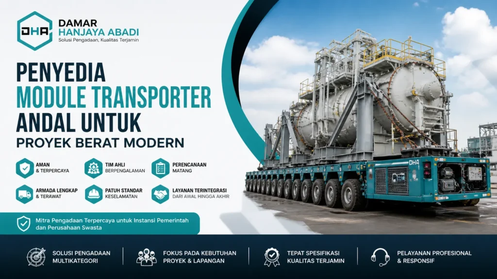 Ilustrasi penyedia module transporter profesional untuk proyek berat oleh Damar Hanjaya Abadi