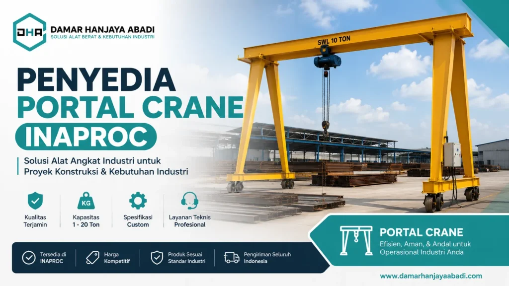 Ilustrasi penyedia portal crane Inaproc untuk kebutuhan industri dan proyek konstruksi oleh Damar Hanjaya Abadi