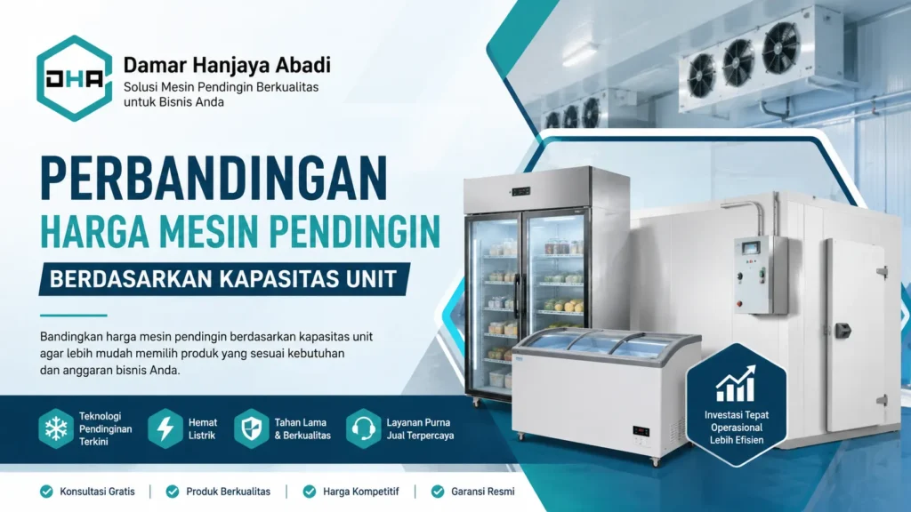 Ilustrasi gambar perbandingan harga mesin pendingin berdasarkan kapasitas unit