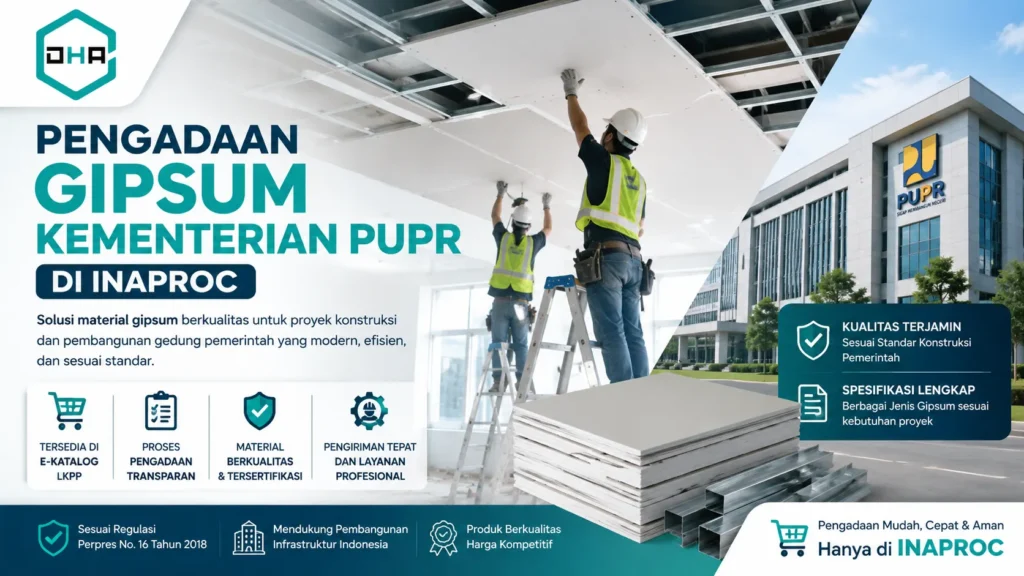Pengadaan Kementerian PUPR di Inaproc untuk material gipsum proyek konstruksi dan gedung pemerintah