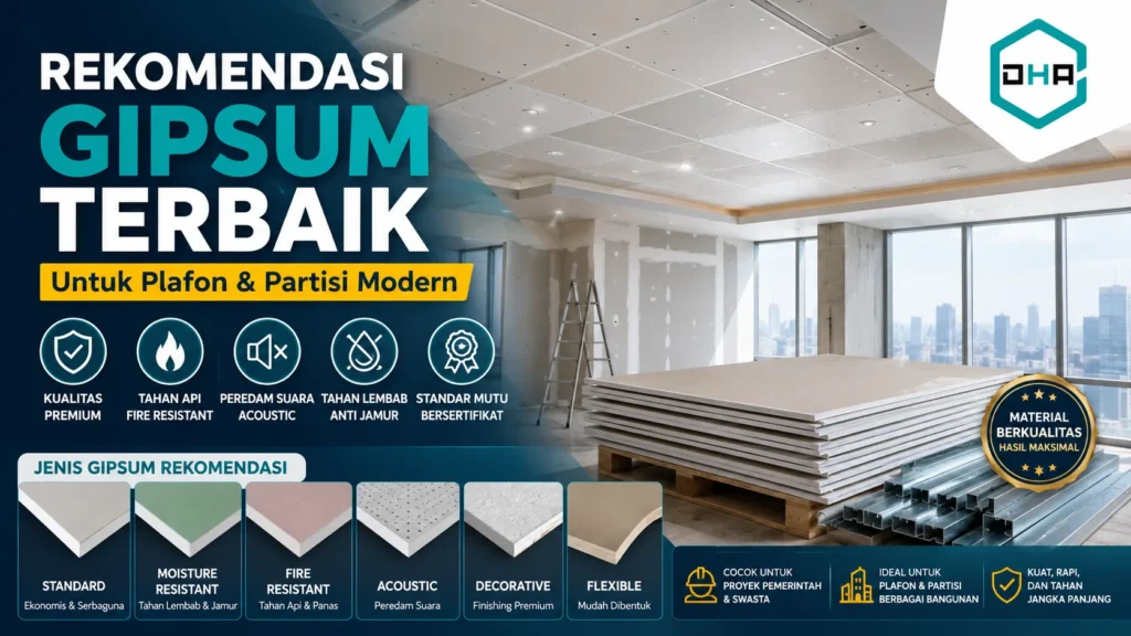 Rekomendasi gipsum terbaik untuk plafon dan partisi bangunan modern proyek konstruksi
