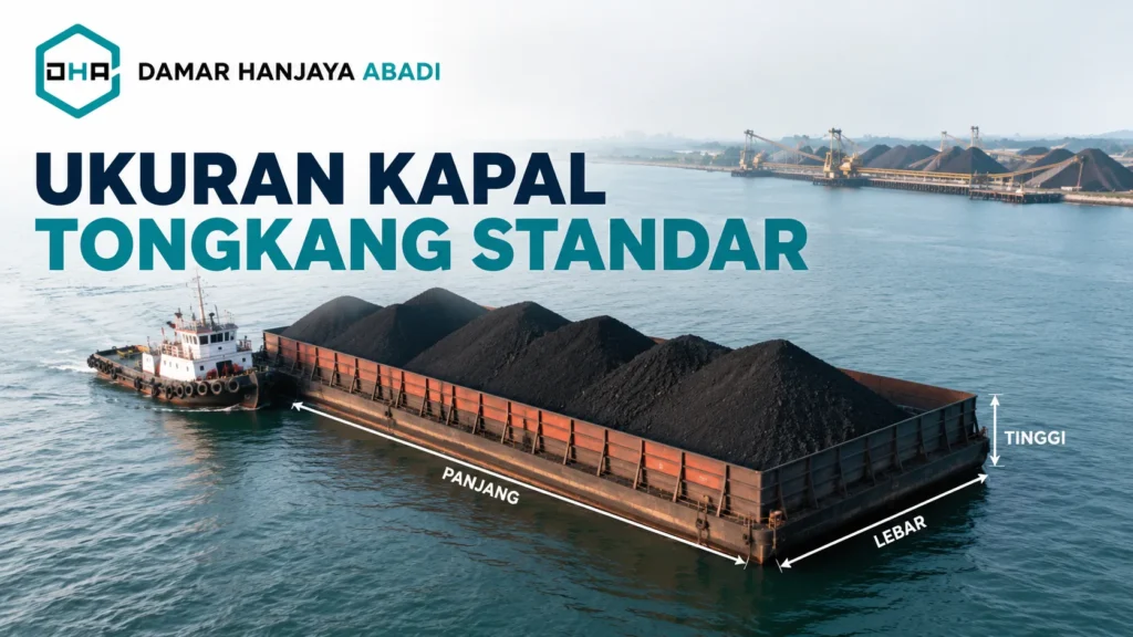 Ukuran kapal tongkang standar beserta kapasitas muatan maksimal untuk kebutuhan transportasi laut dan pengiriman material proyek.