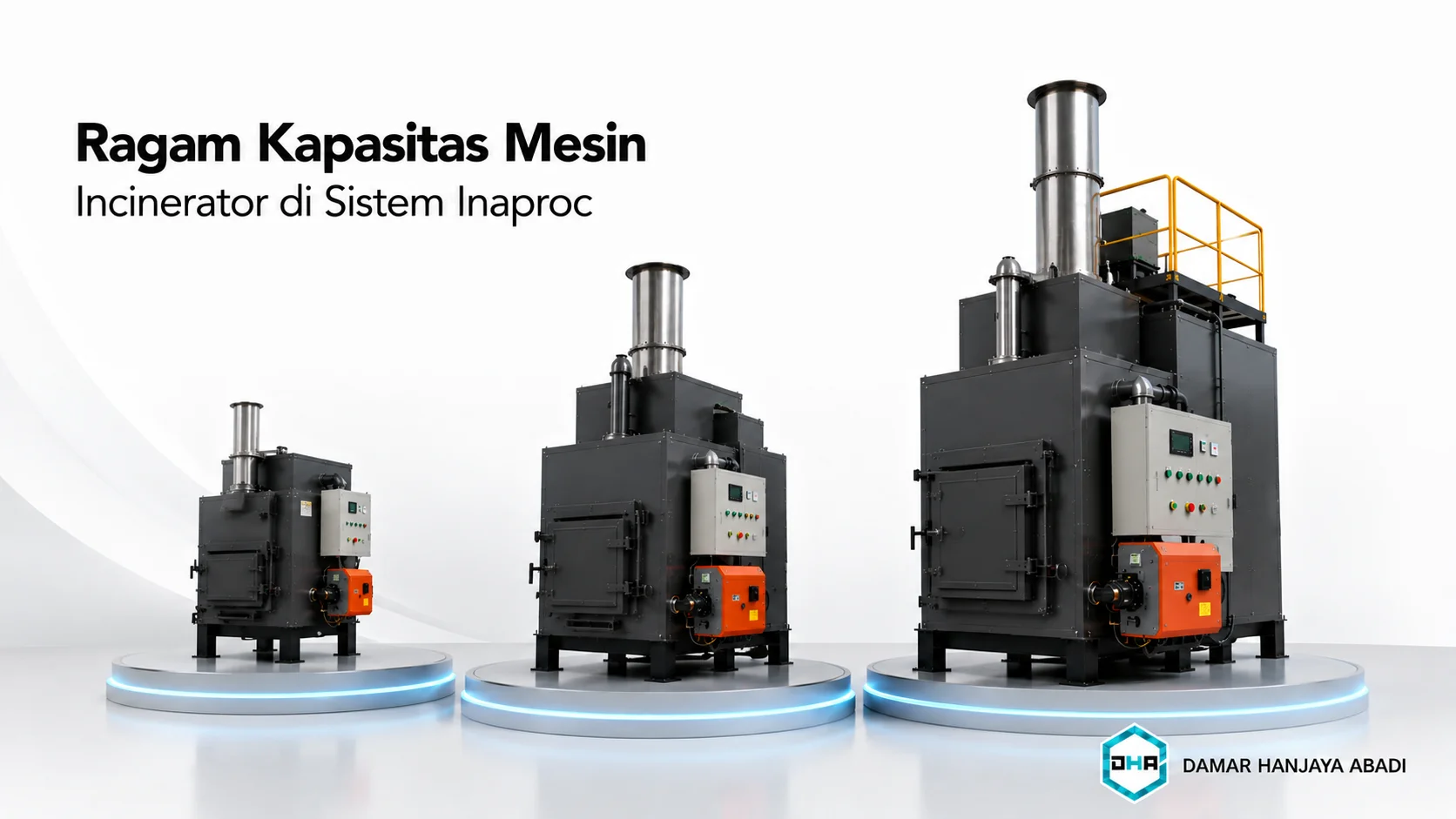 Katalog berbagai model mesin incinerator mulai dari skala klinis hingga industrial di sistem Inaproc.