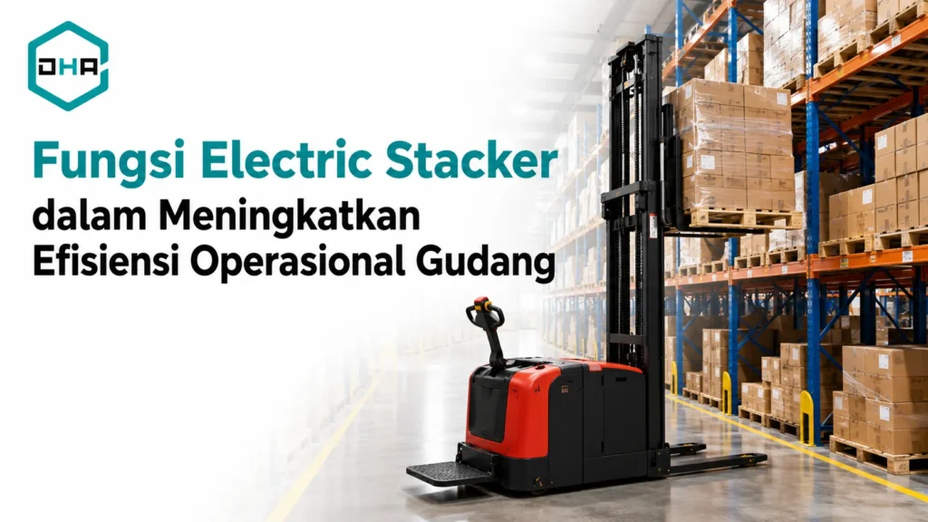 Fungsi Electric Stacker dalam meningkatkan efisiensi operasional gudang untuk mengangkat, memindahkan, dan menyusun pallet.