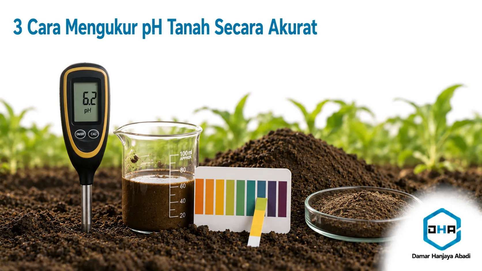 Alat ukur pH tanah digunakan untuk mengetahui tingkat keasaman tanah sebelum pengapuran dan pemupukan.