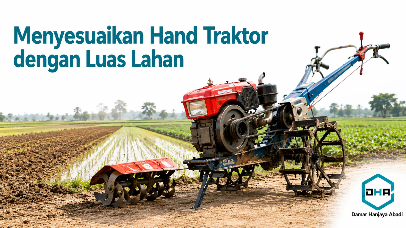 Hand traktor yang disesuaikan dengan luas lahan untuk mendukung efisiensi pengolahan tanah pertanian.